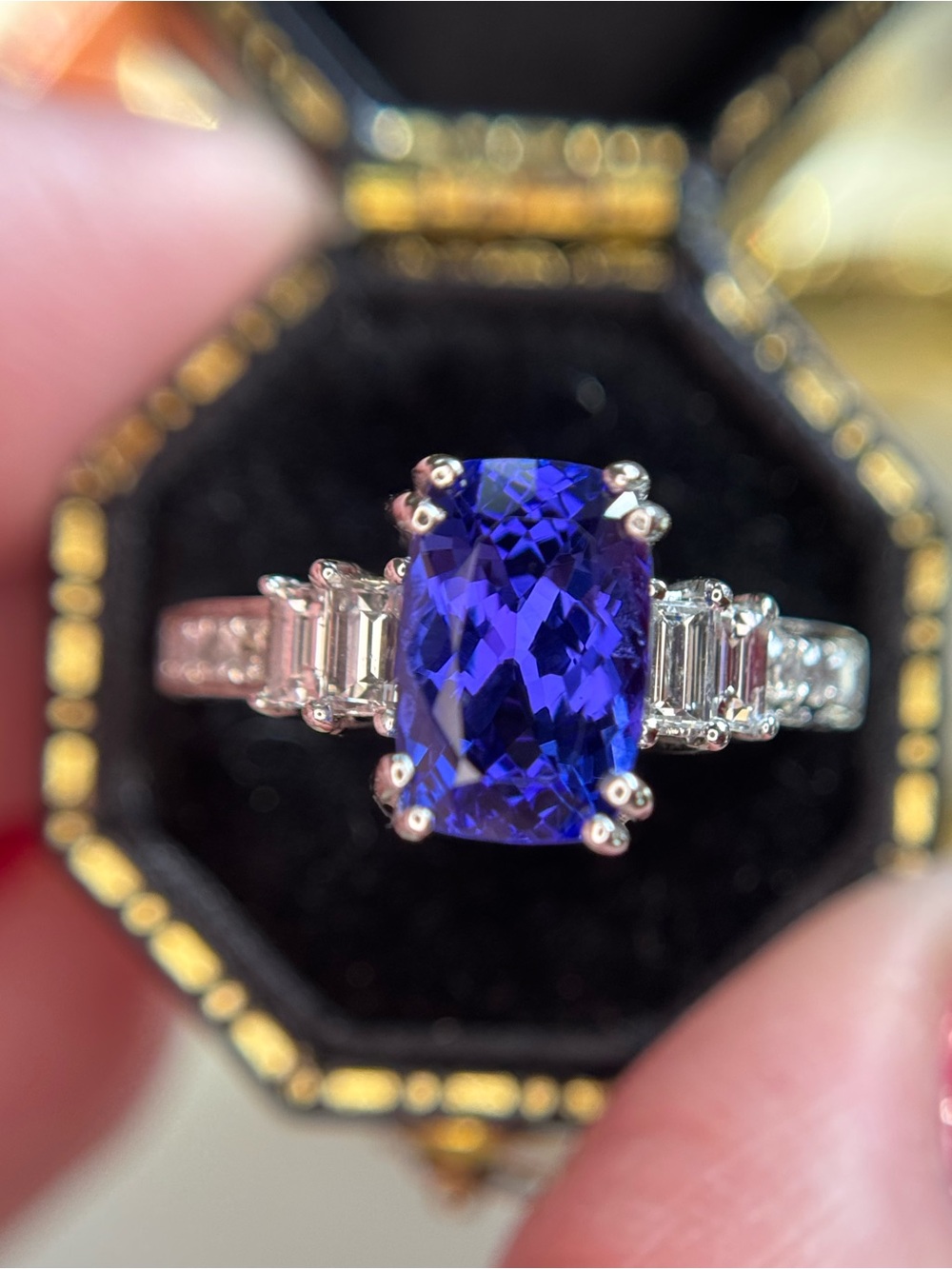 Tanzanite Diamond Ring in 14k White Gold